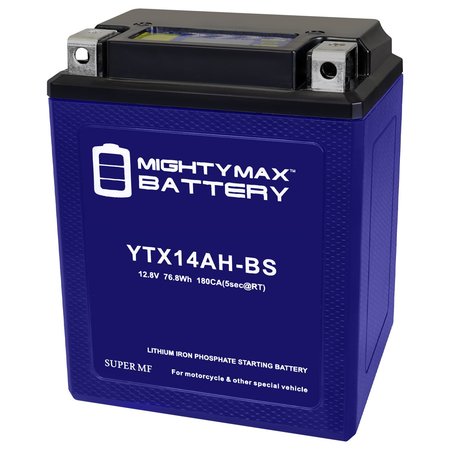 YTX14AH-BS Lithium Replacement Battery compatible with Kawasaki 250 KLF250-A Bayou CN 03-05 -  MIGHTY MAX BATTERY, MAX4005202